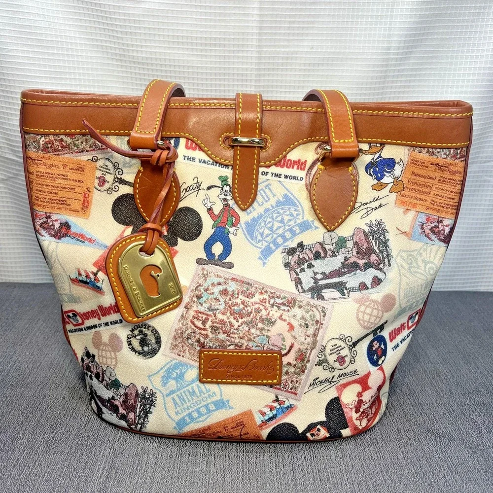 Dooney And Bourke Walt Disney World 40th Anniversary Bucket Tote Sholder Bag EUC